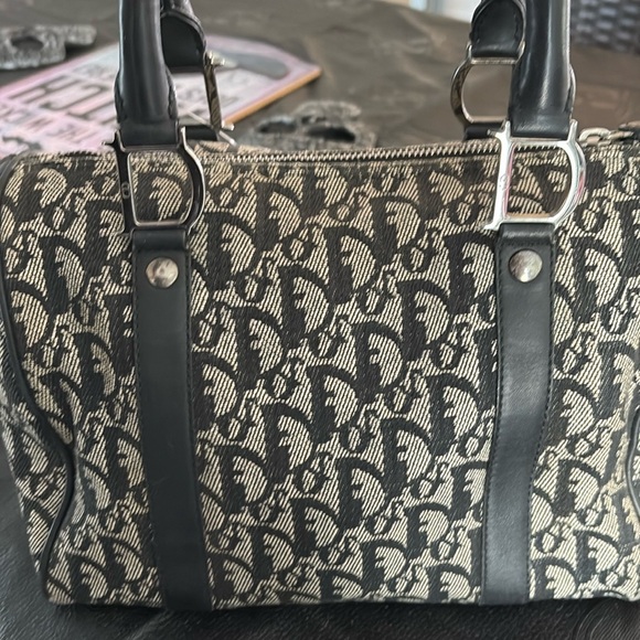 DIOR VNTG 1990'S TROTTER CANVAS/LEATHER MINI BOSTON BAG W DIOR LOCK AND KEY! - Picture 1 of 7